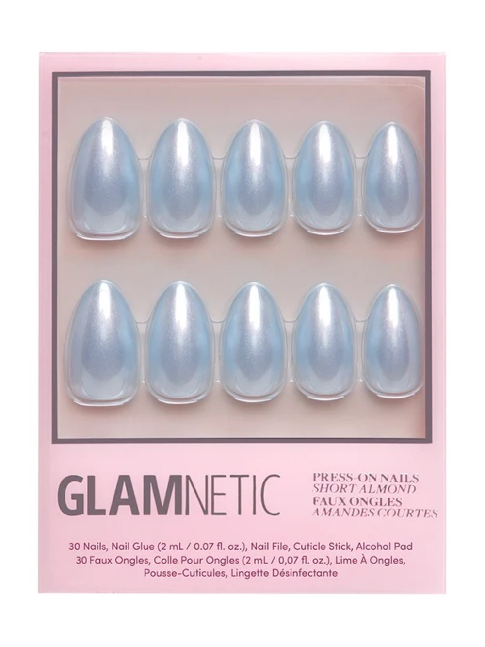 Glamnetic Iridescent Light Blue Press-On Almond Nails - Something Blue